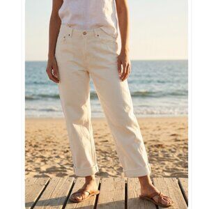 NWT / Avec Les Filles / Ecru White Denim / High Waist Cropped Jeans / Size 30